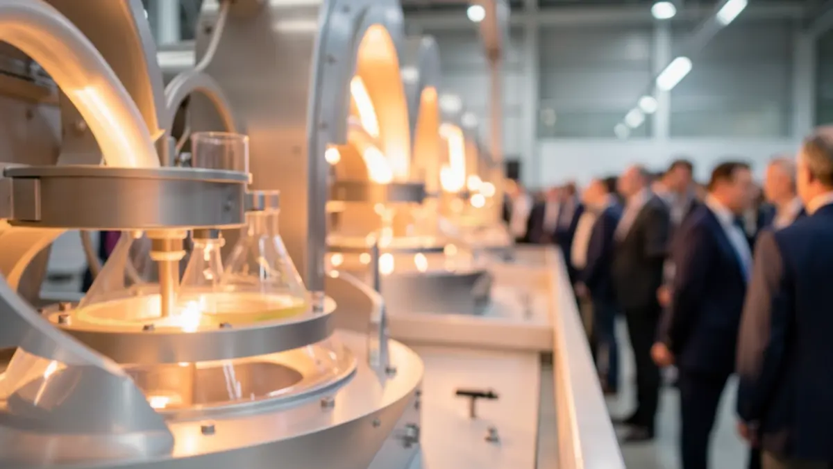 Generic image of modern facilities with blurred scientific equipment and a warm light.