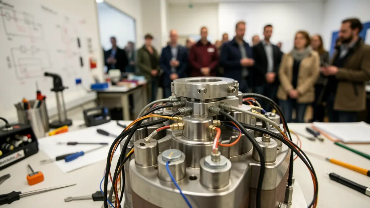 Generic image of a hydrogen fuel cell prototype in a university laboratory setting.
