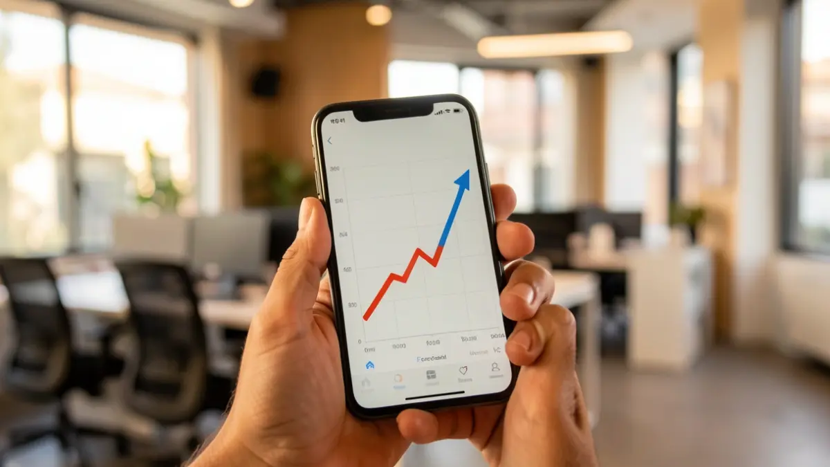 Imagen genérica de un gráfico de emprendimiento en un teléfono móvil.