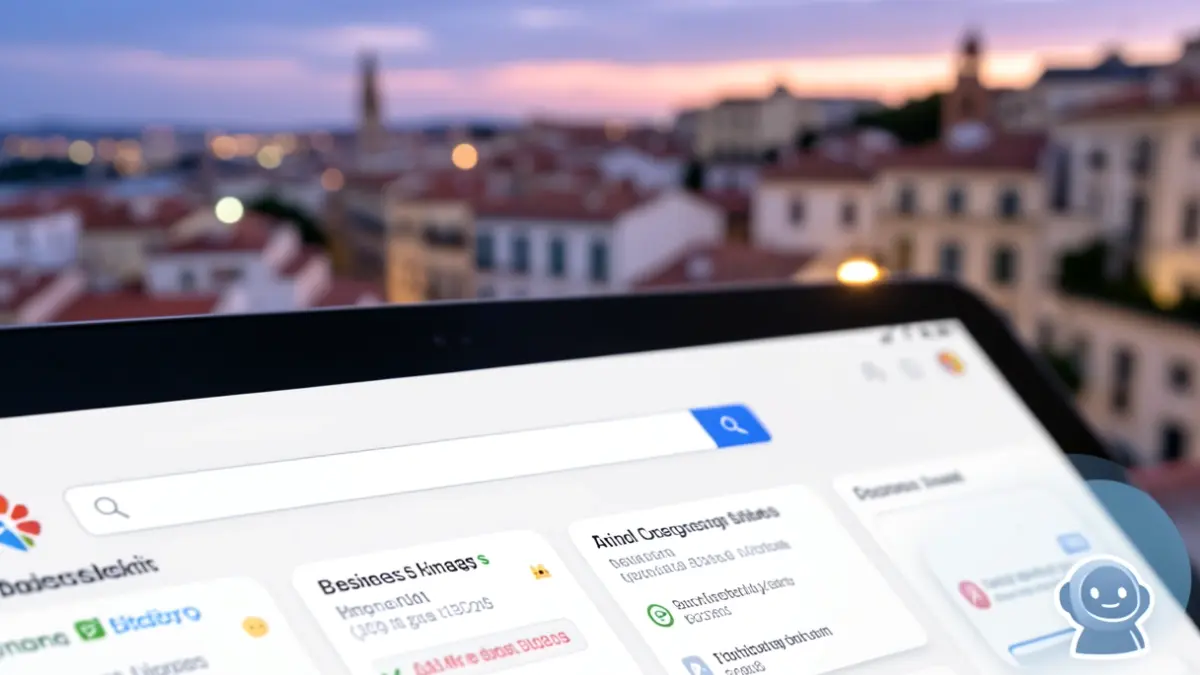 Generic image of a digital platform with business opportunities and a Mediterranean urban background.