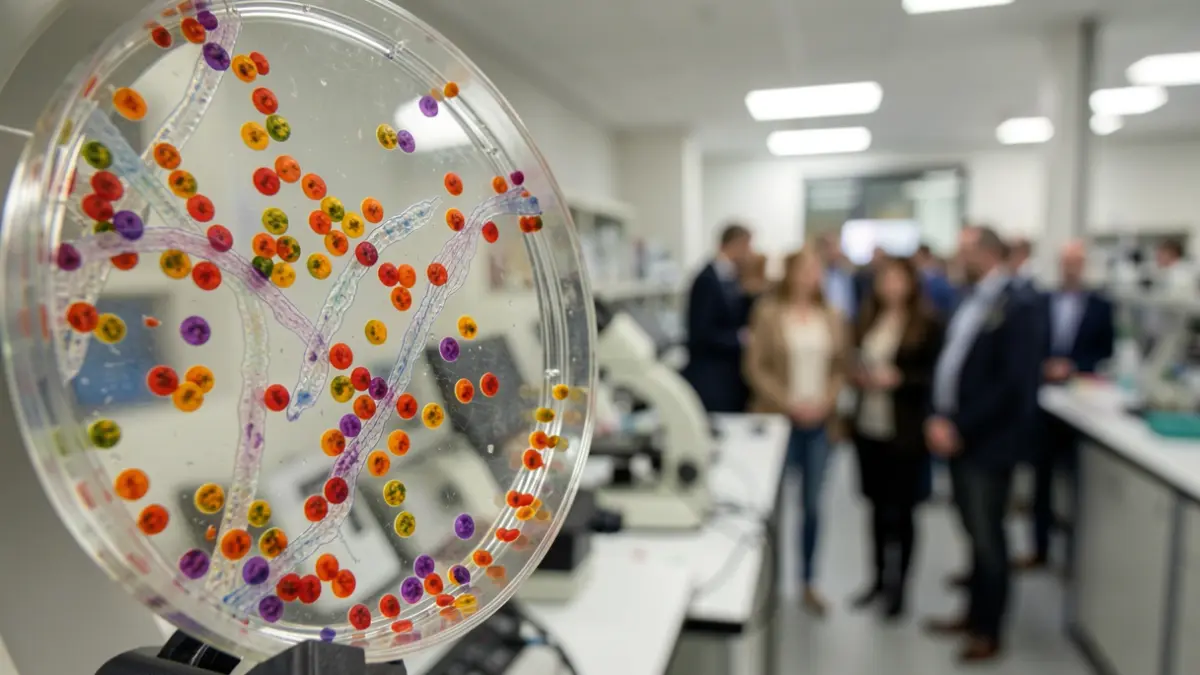 Imagen genérica de una muestra de levaduras y hongos al microscopio.