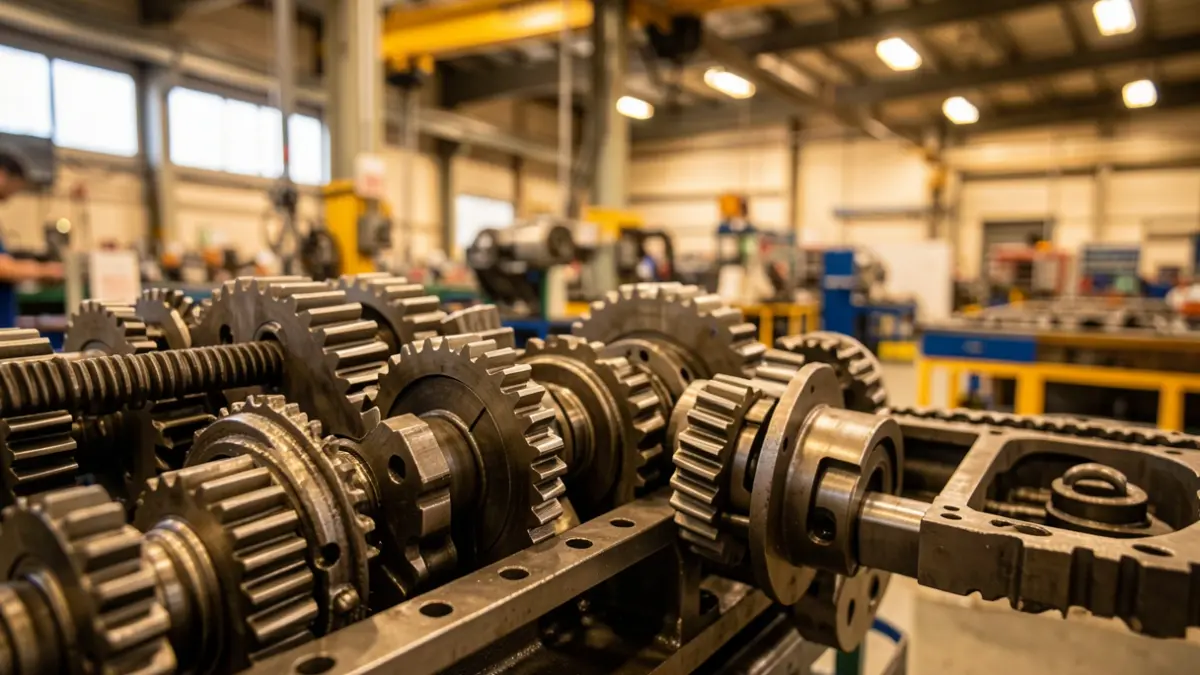 Generic image of industrial components and machinery in a factory setting.