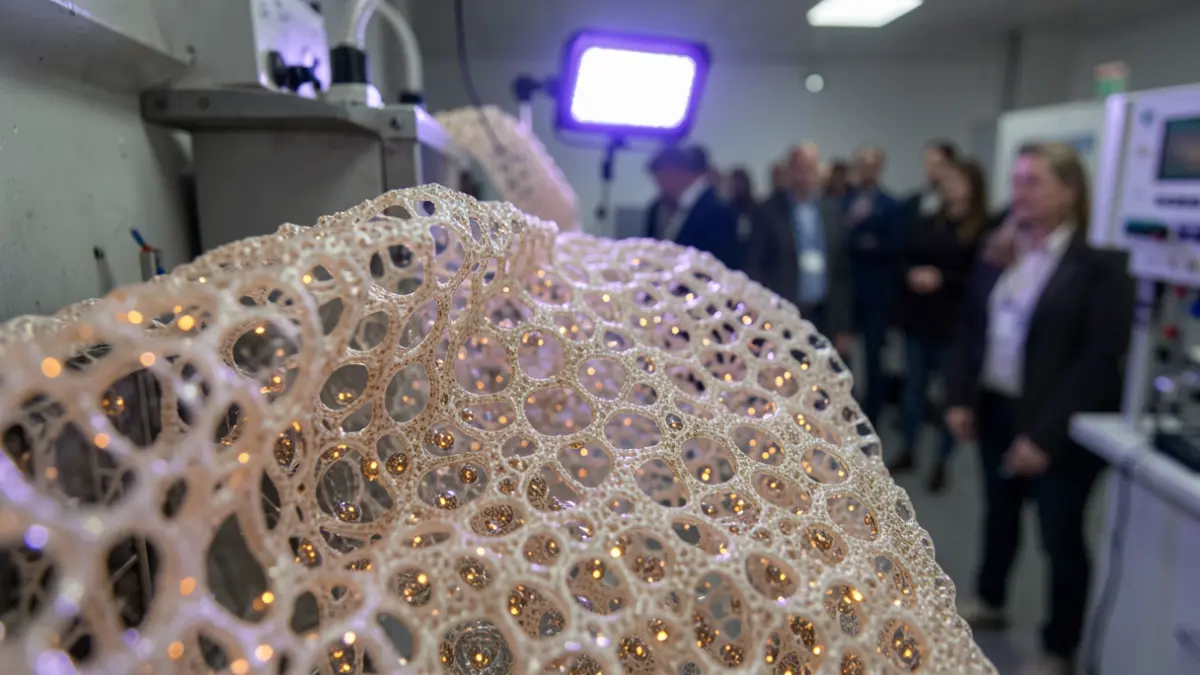 Porous aerogel structure with metallic nanoparticles.