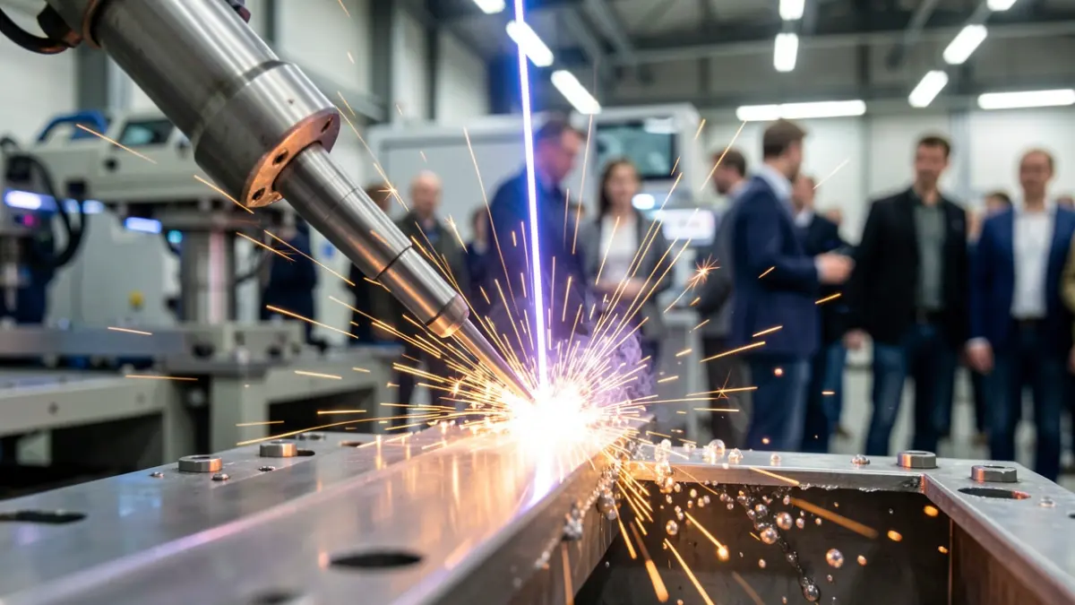 Generic image of an industrial laser cutting metal.