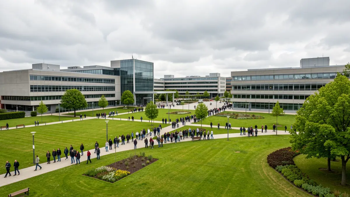 Imagen genérica del campus de Ourense con edificios modernos y espacios verdes.
