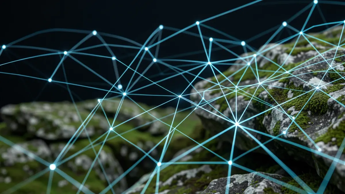 Generic image of cybersecurity and technology with abstract elements and Galician landscape.