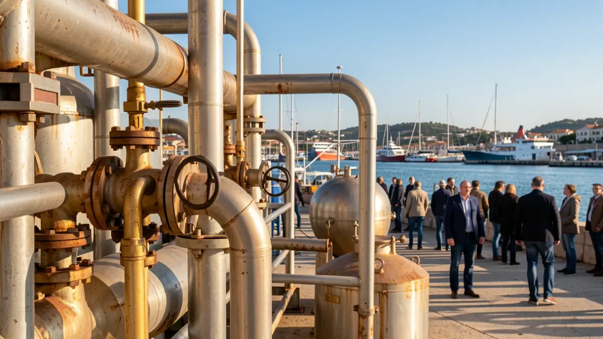 Imagen genérica de infraestructuras portuarias relacionadas con el almacenamiento de energía.