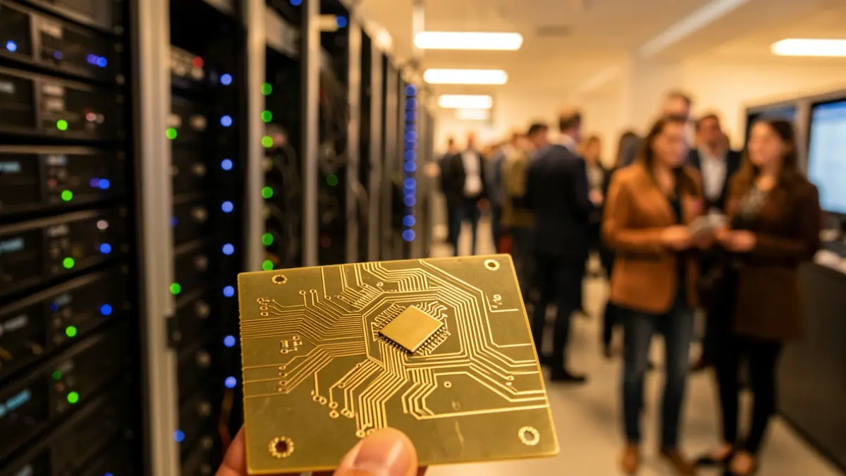 Imagen genérica de un circuito de qubit superconductor con detalles intrincados.