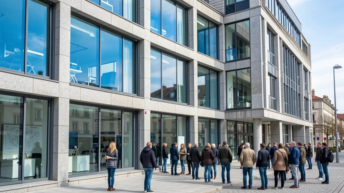 Generic image of a modern building with large windows reflecting a blue sky, symbolizing technology and innovation.