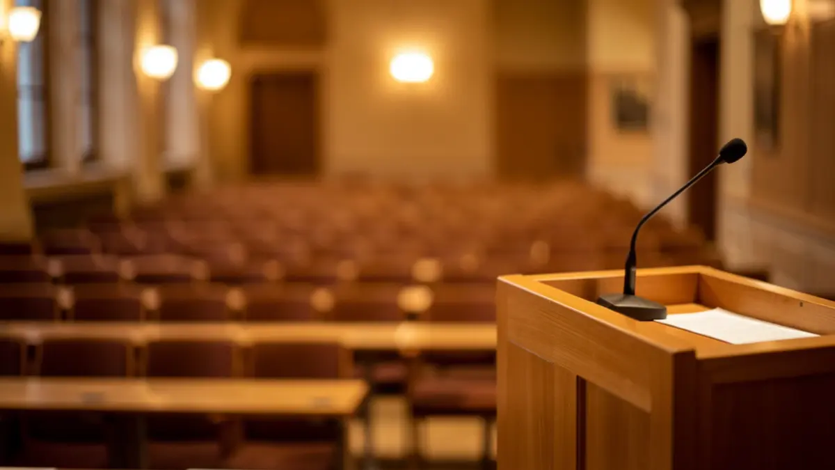Generic image of an empty academic lecture hall.