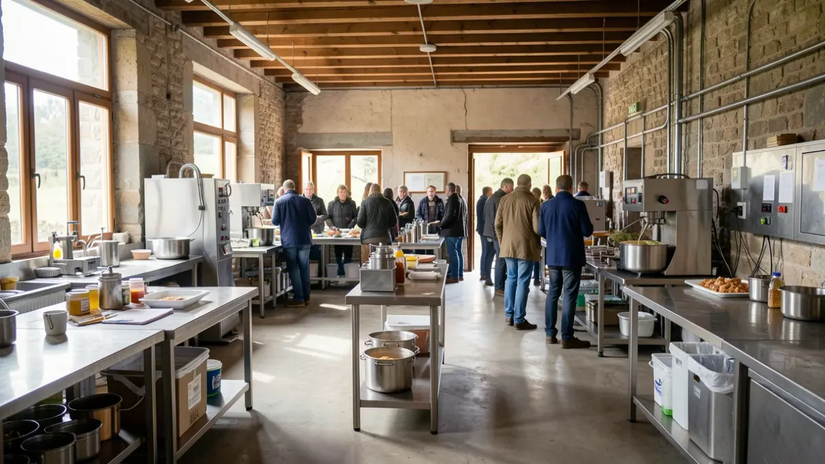 Generic image of a shared agro-food workshop in Galicia with workspaces and equipment.