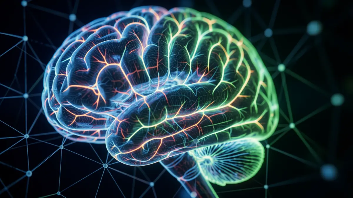 Generic image of a brain with neural networks and artificial intelligence patterns.