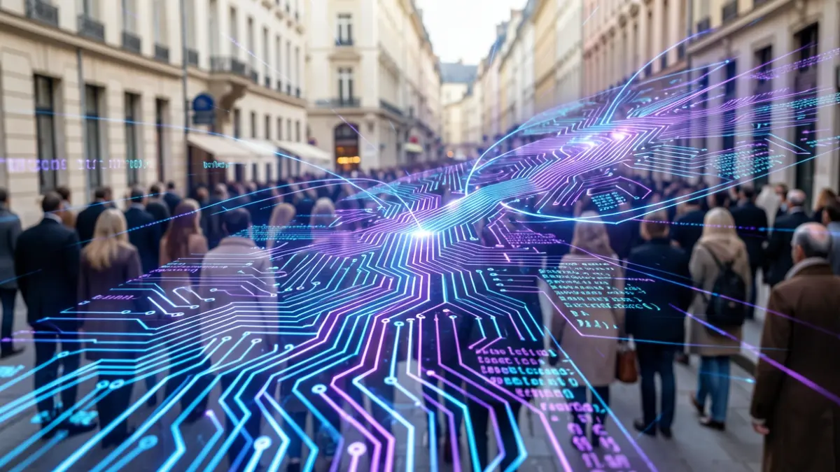 Generic image of technological innovation with lines of code and circuit patterns.